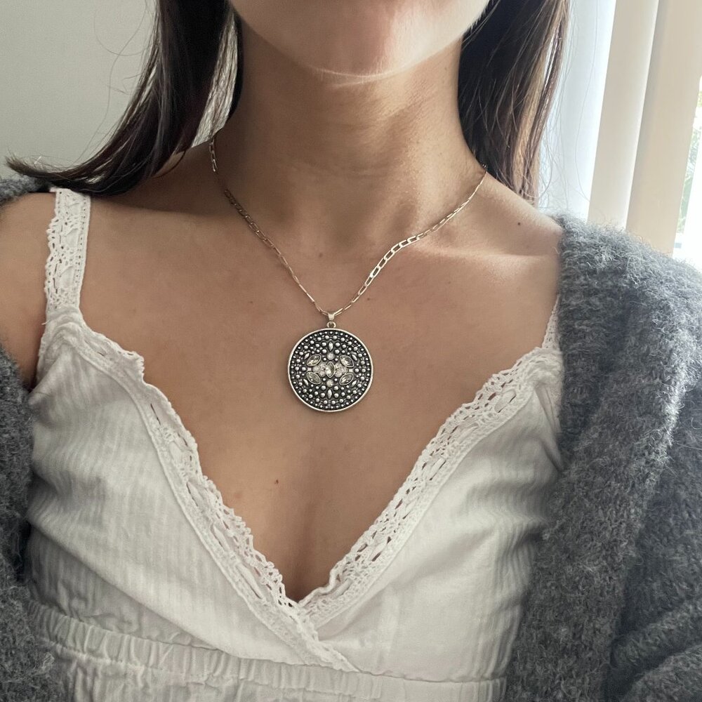 Lucky Brand Boho Western Silver Pendant Necklace